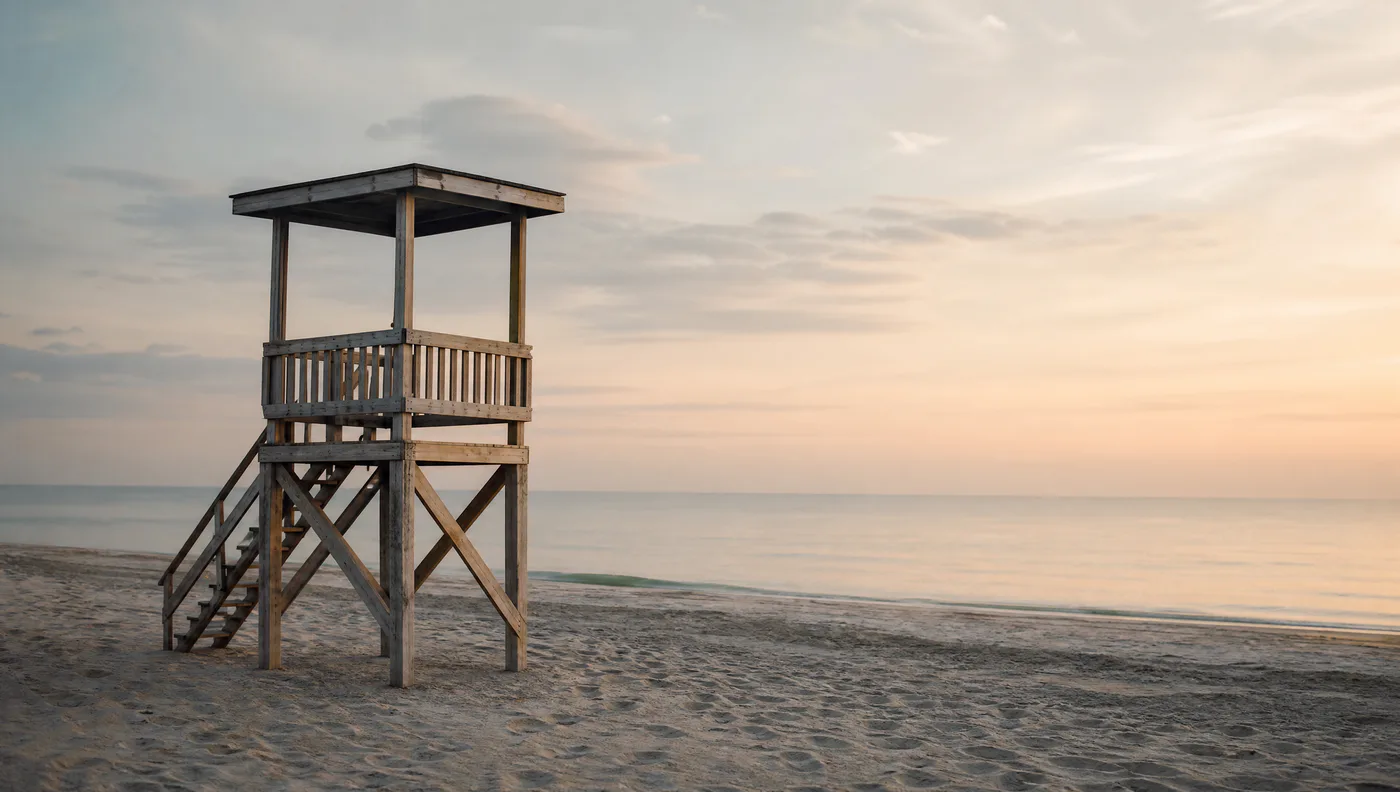 A pool deck with no lifeguard stand